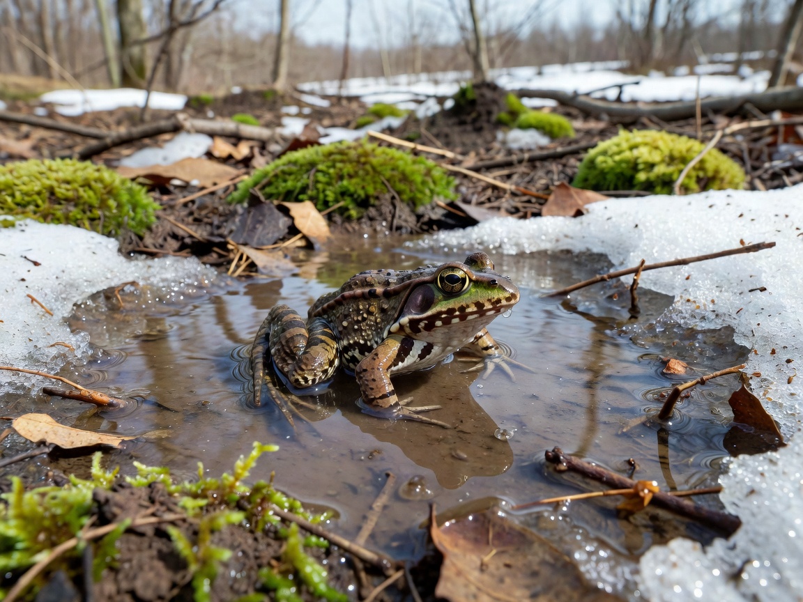 Frozen wood frog undergoing spontaneous cardiopulmonary resuscitation upon spring thaw