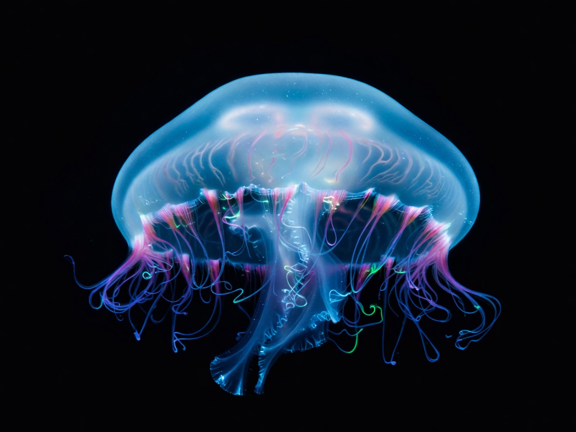 Microscopic fluorescence imaging of immortal jellyfish cellular transdifferentiation