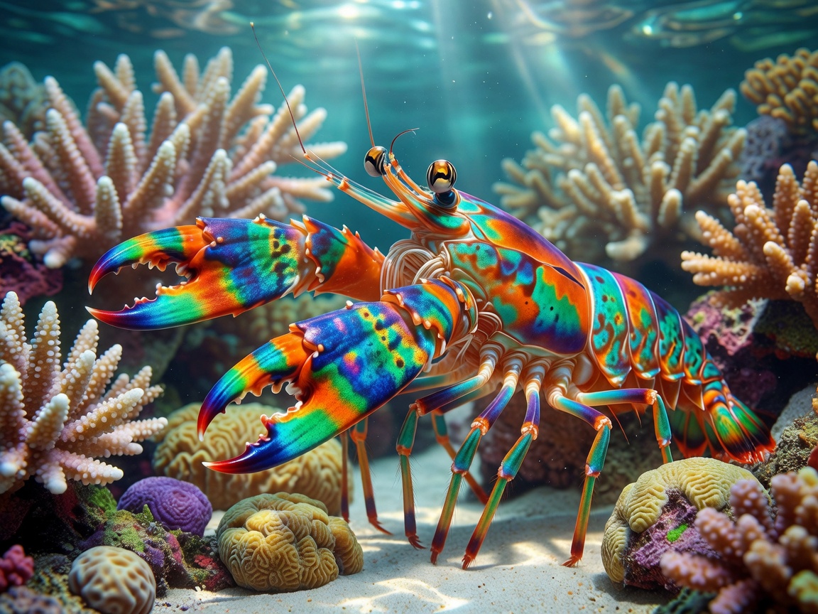 Peacock Mantis Shrimp highlighting raptorial dactyl appendages